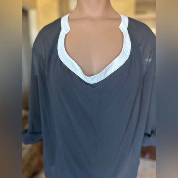 ASOS Black & White Sheer Blouse - Picture 2 of 5